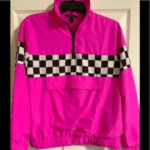 Pink & Checkered Half Zip Windbreaker